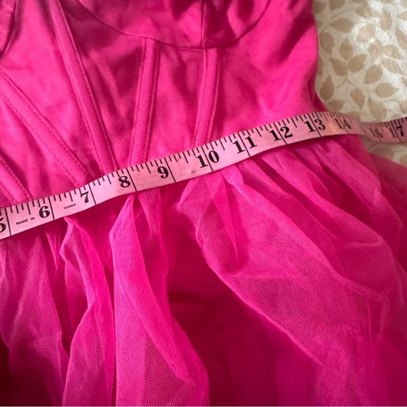 Lulu’s Rule the Runway Hot Pink BarbieCore Tulle Bustier Tiered MaxiDress NWOT M - Picture 14 of 15